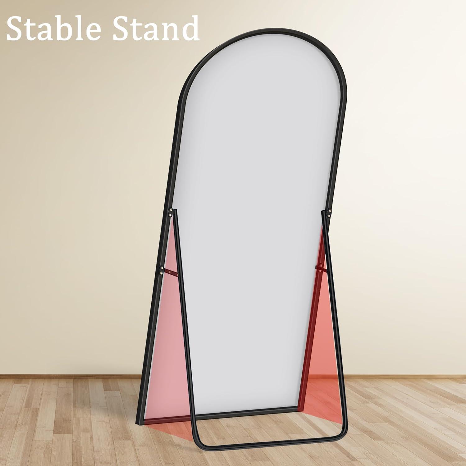 Full Body Mirror with Stand, 71" x 32" Arched Full Length Mirror with Aluminum Alloy Frame Wall-Mounted/Leaning Against Wall/Floor Standing Mirror for Home Decor, Black