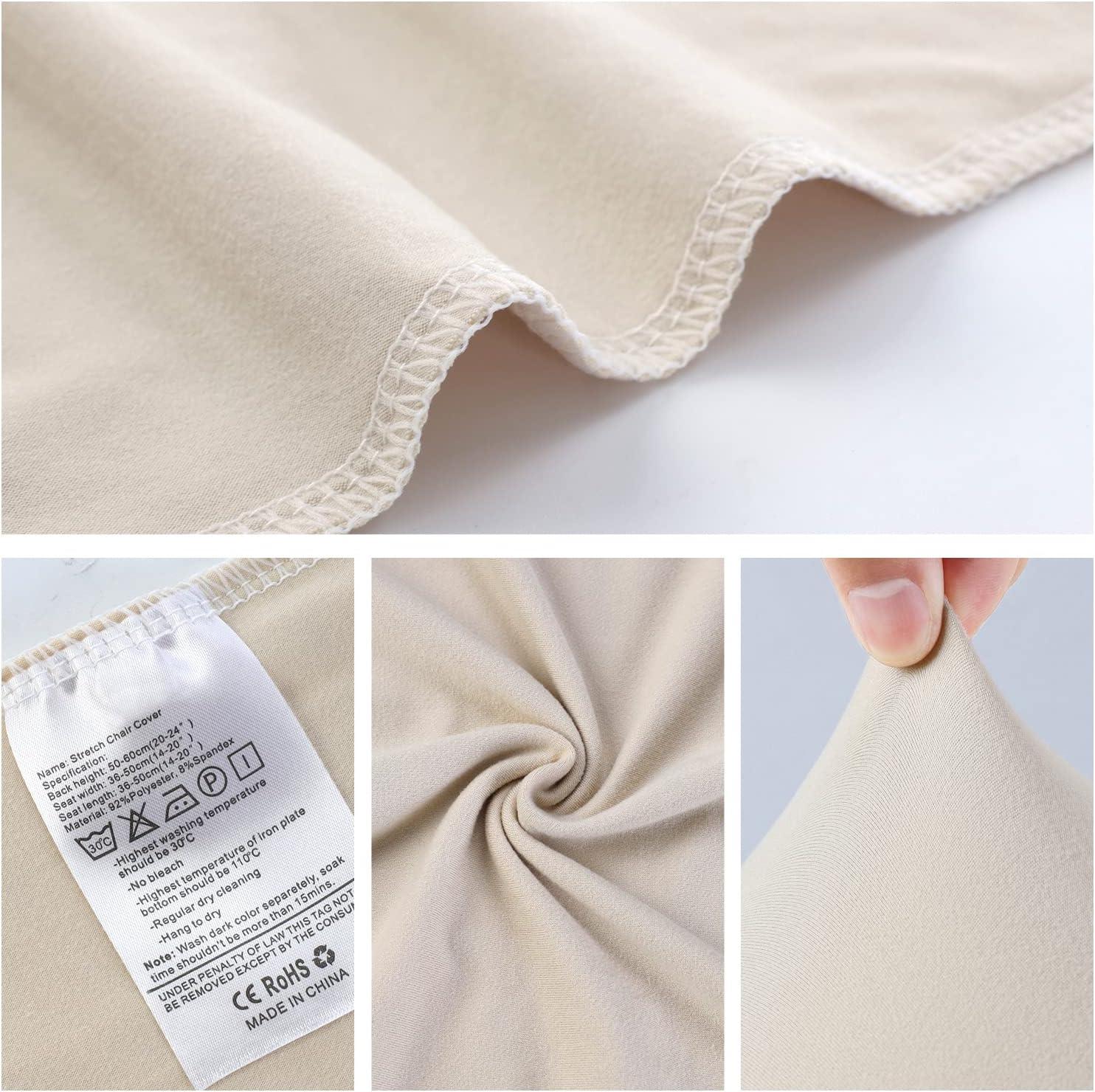 YISUN Dining Chair Covers, Stretch Spandex Chair Seat Cover Removable Washable Parson Chair Cover Kitchen Chair Protector Slipcovers (Beige Light, 6)