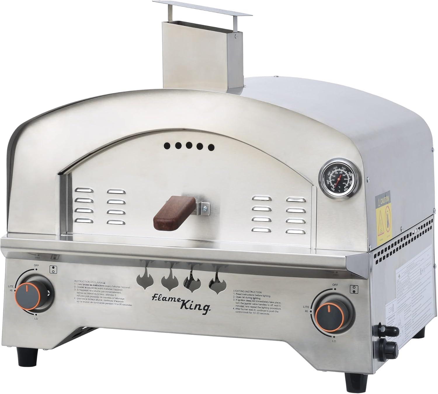 Flame King Propane Gas 13" Outdoor Pizza Oven for Camping, Backyard and Tailgating