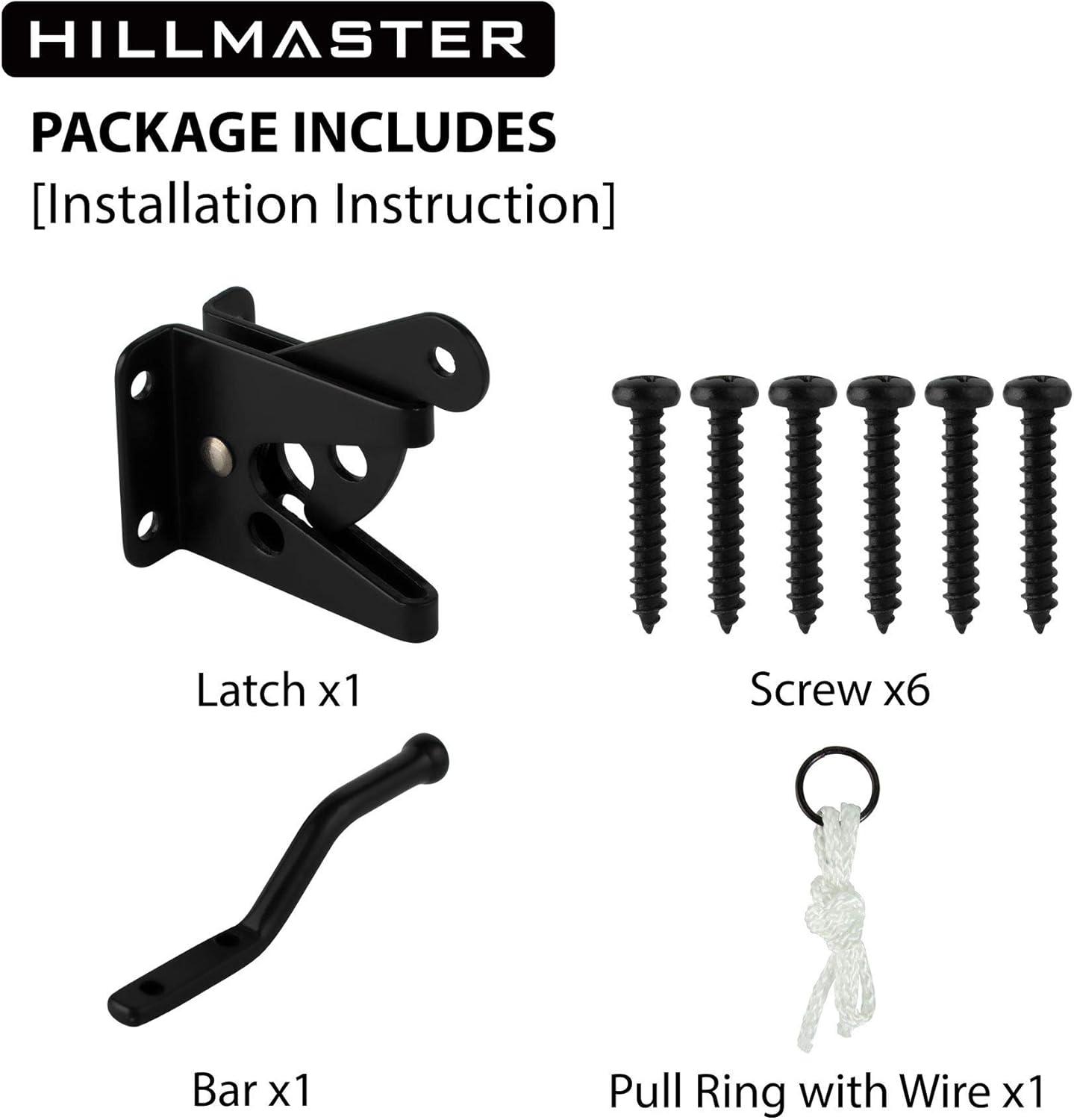 Gate Latch Automatic Gate Gravity Latch Self Locking Fence Gate Latch with Pull Cable for Wooden Fence Gates Door, Black