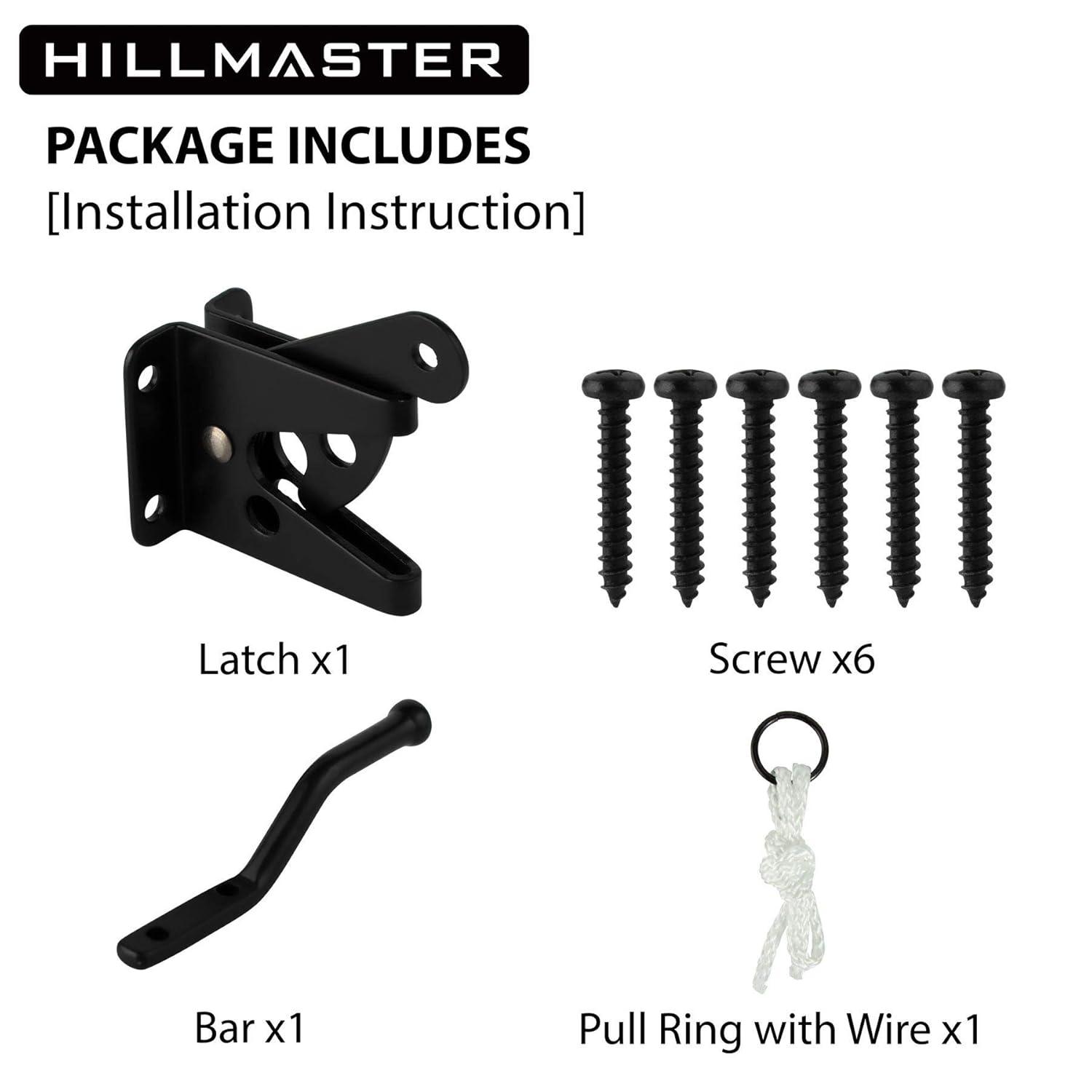 Gate Latch Automatic Gate Gravity Latch Self Locking Fence Gate Latch with Pull Cable for Wooden Fence Gates Door, Black