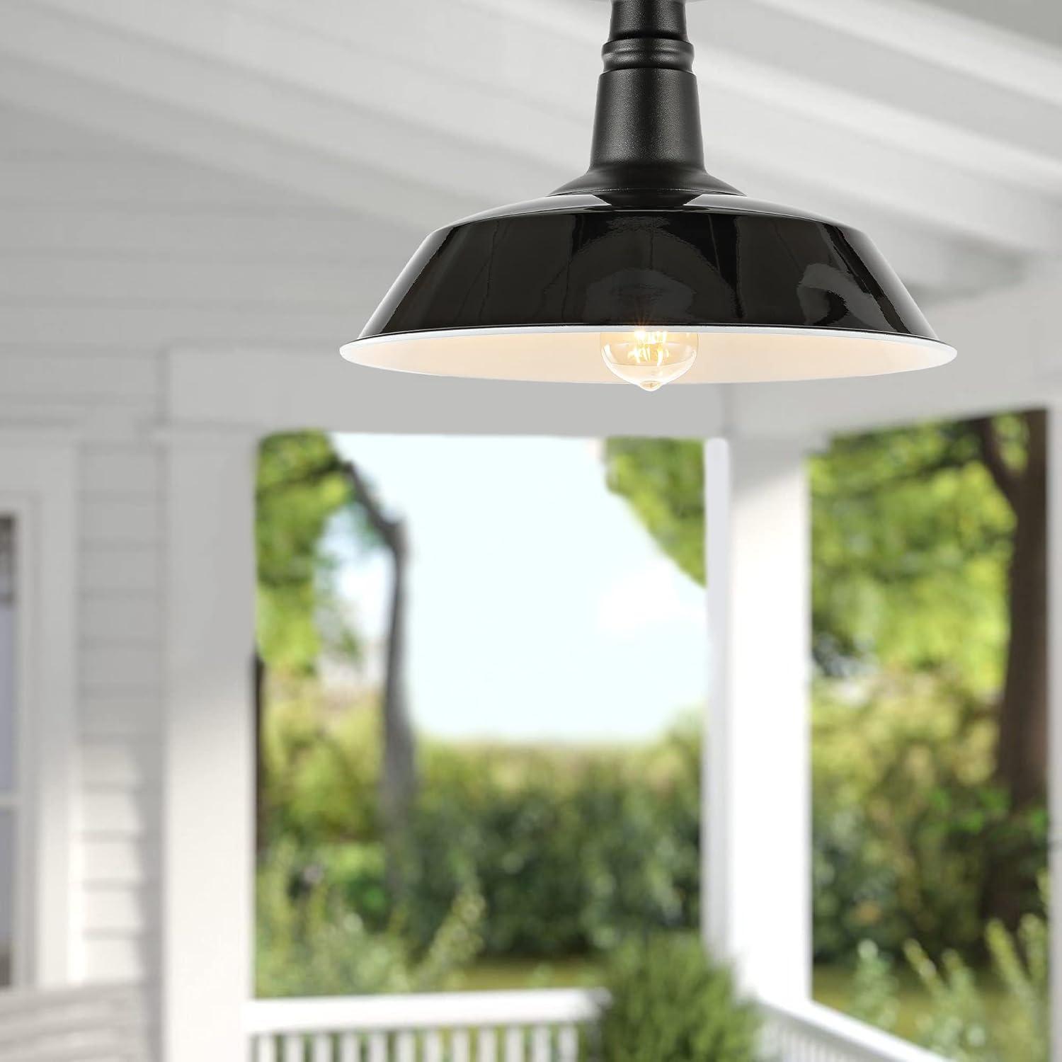 Camila Vintage Industrial Black Metal LED Ceiling Light