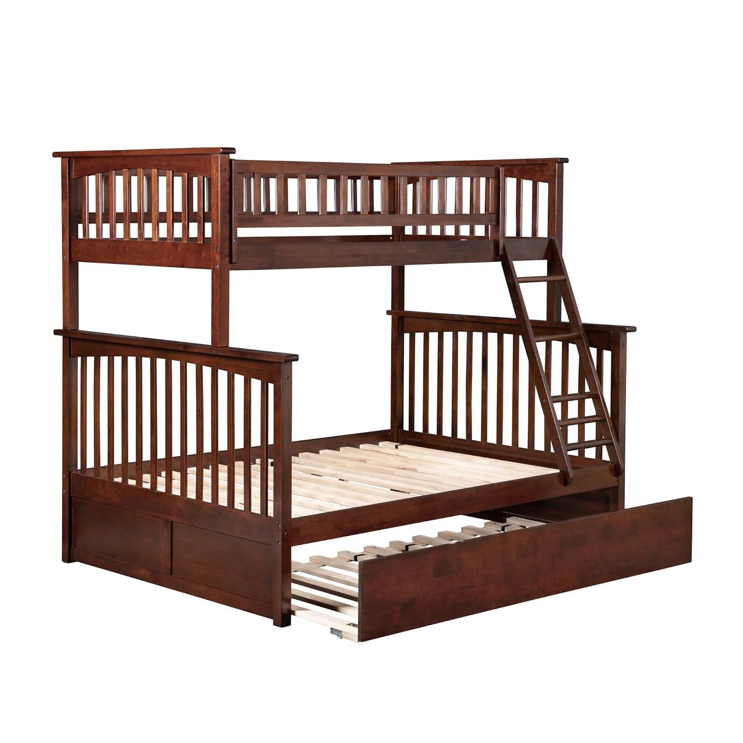 AFI Columbia Bunk Bed Twin over Twin with Twin Size Urban Trundle Bed, Walnut