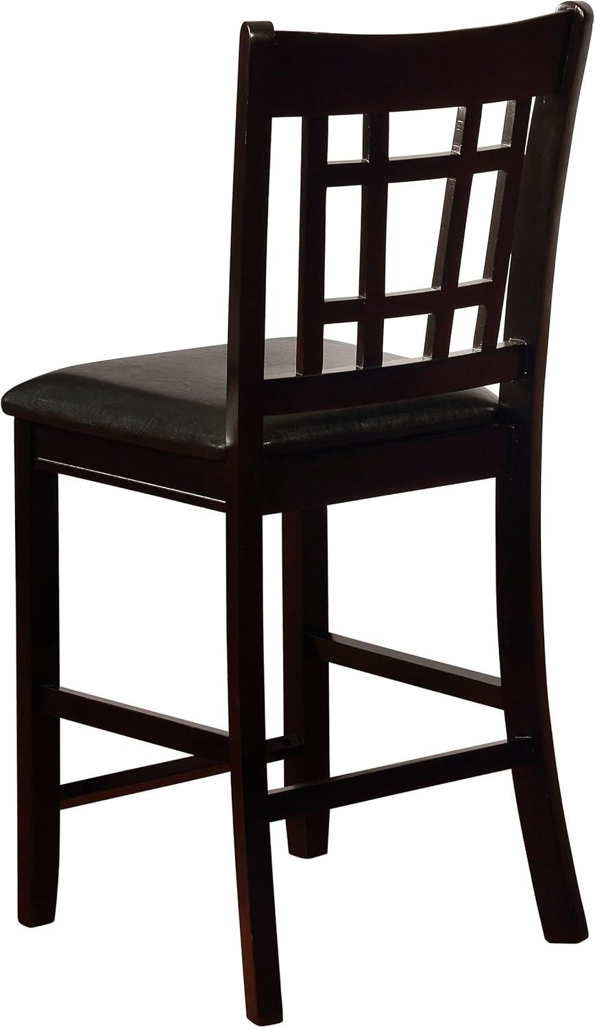 Espresso Oak Veneer Counter Height Dining Set with Black Fabric Chairs