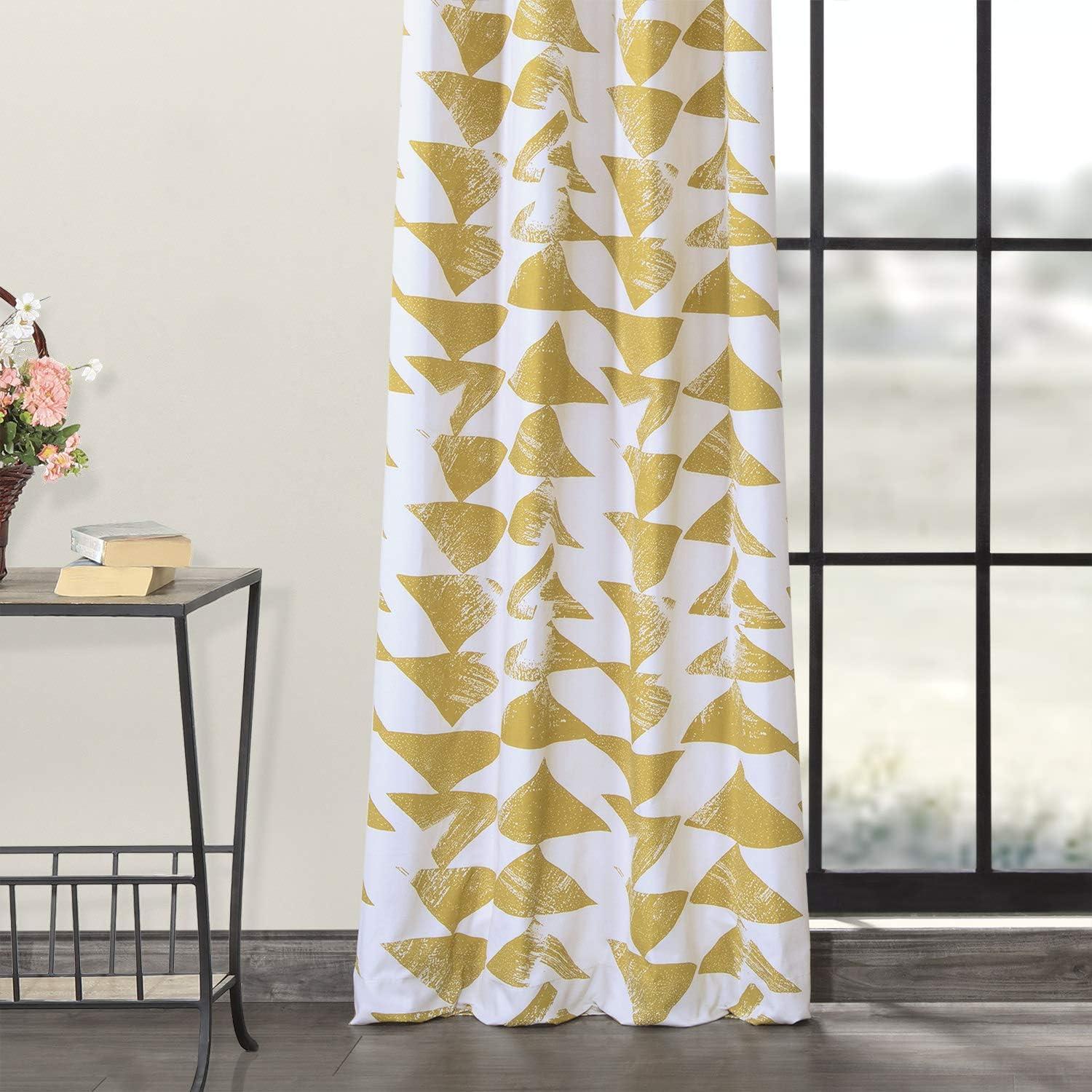 Triad Gold Grommet Printed Room Darkening Curtain - 50 in. W x 84 in. L Single Window Panel