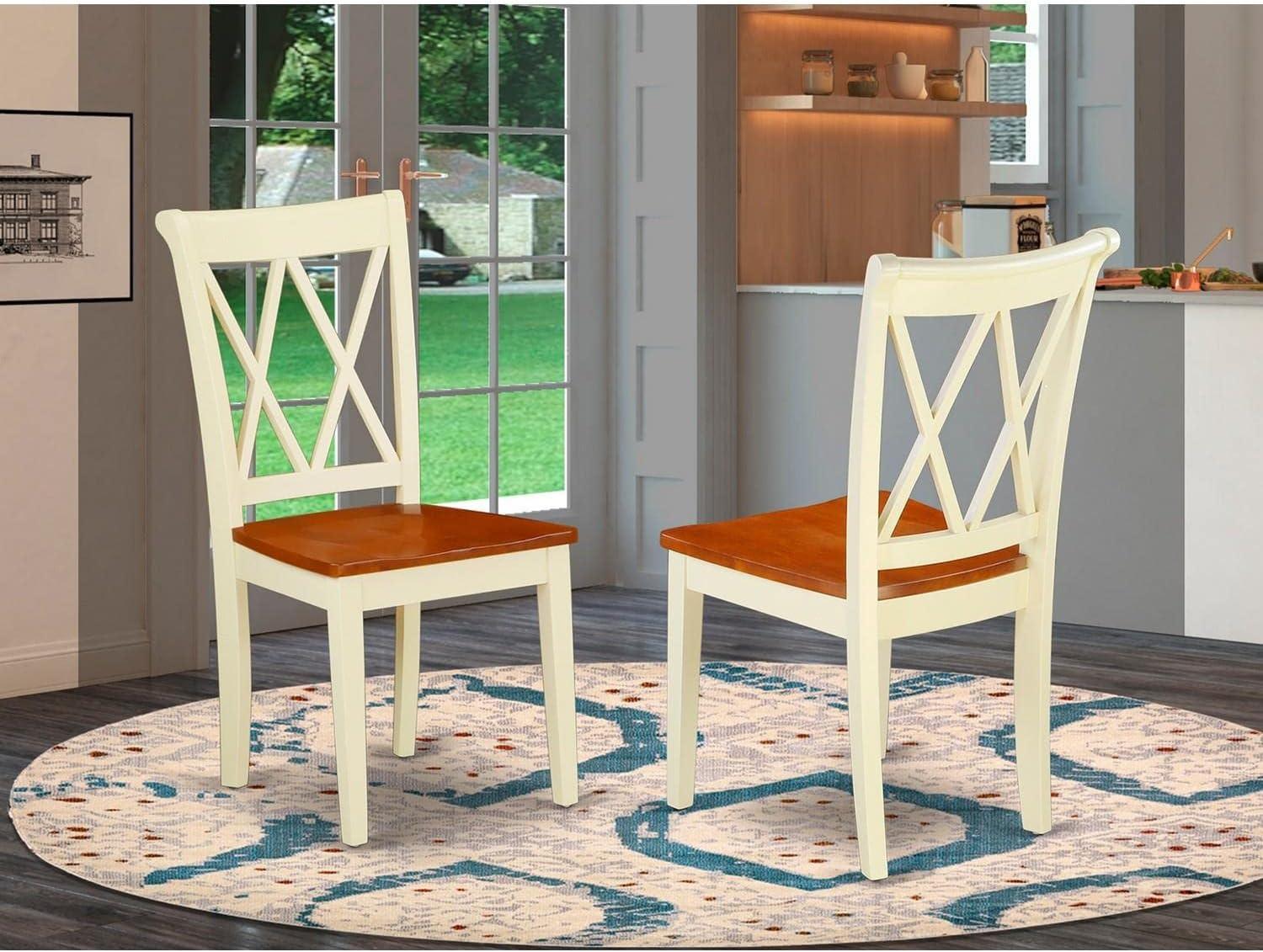 Buttermilk and Cherry Cross Back Rubberwood Dining Chairs, Set of 2