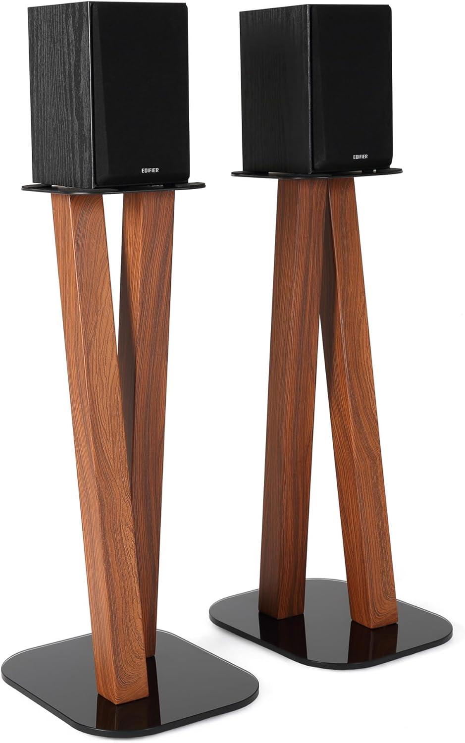 EXIMUS One Pair Fixed Height Universal Speaker Floor Stands - Cedar - 600 Series