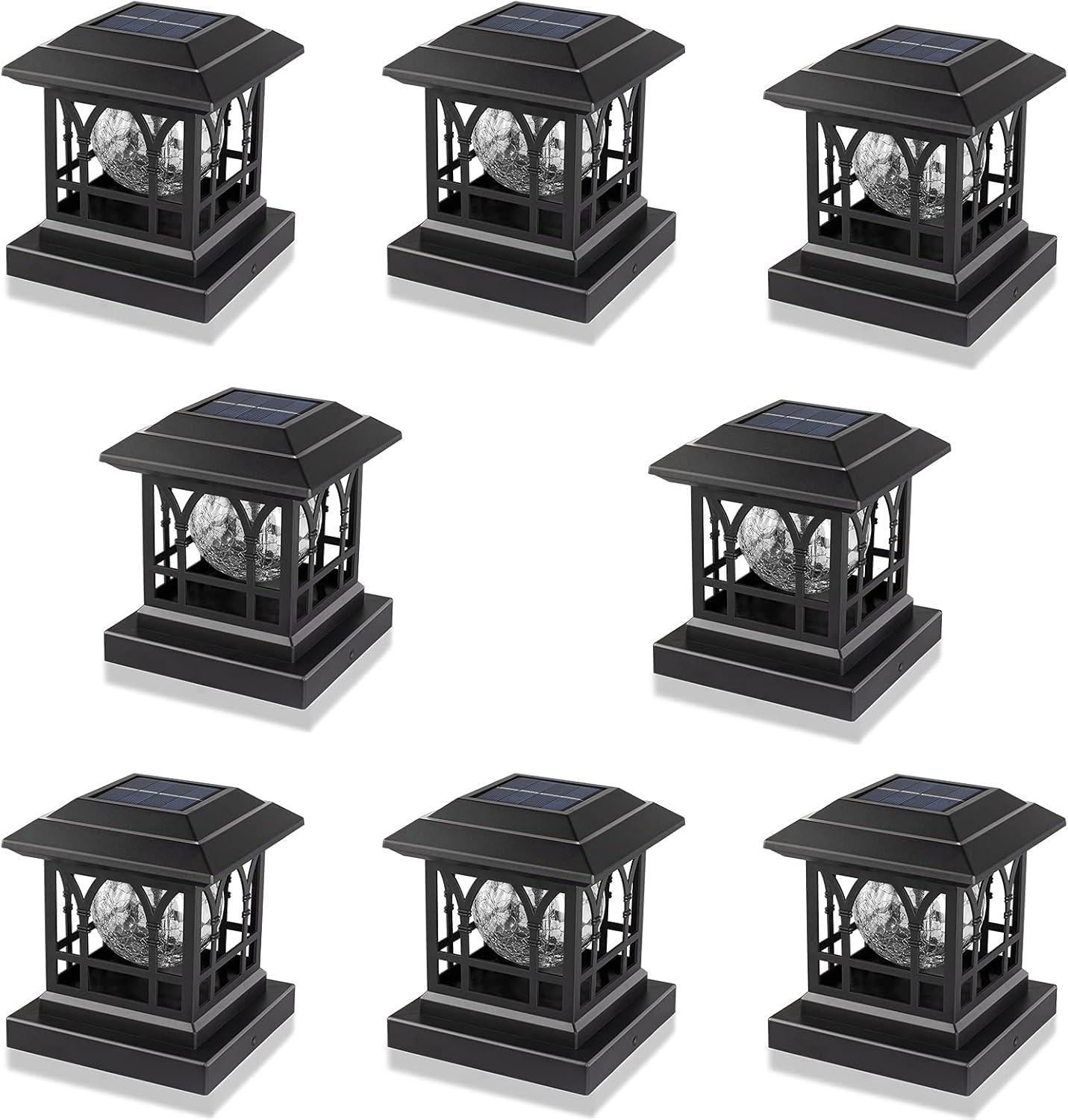 Liefgarden Solar Post Cap Lights Outdoor, RGB & Warm White 2 LED Lighting Mode 20 LM, Fits 3.6x3.6 4x4 4.5x4.5 5x5 Wooden Fence Deck Patio Garden. Black (6 Pack)