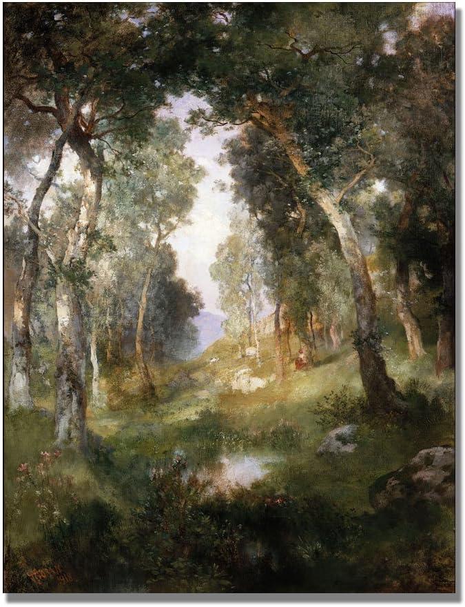 Trademark Art Forest Glade Santa Barbara Canvas Wall Art by Thomas Moran, 24 by 32-Inch