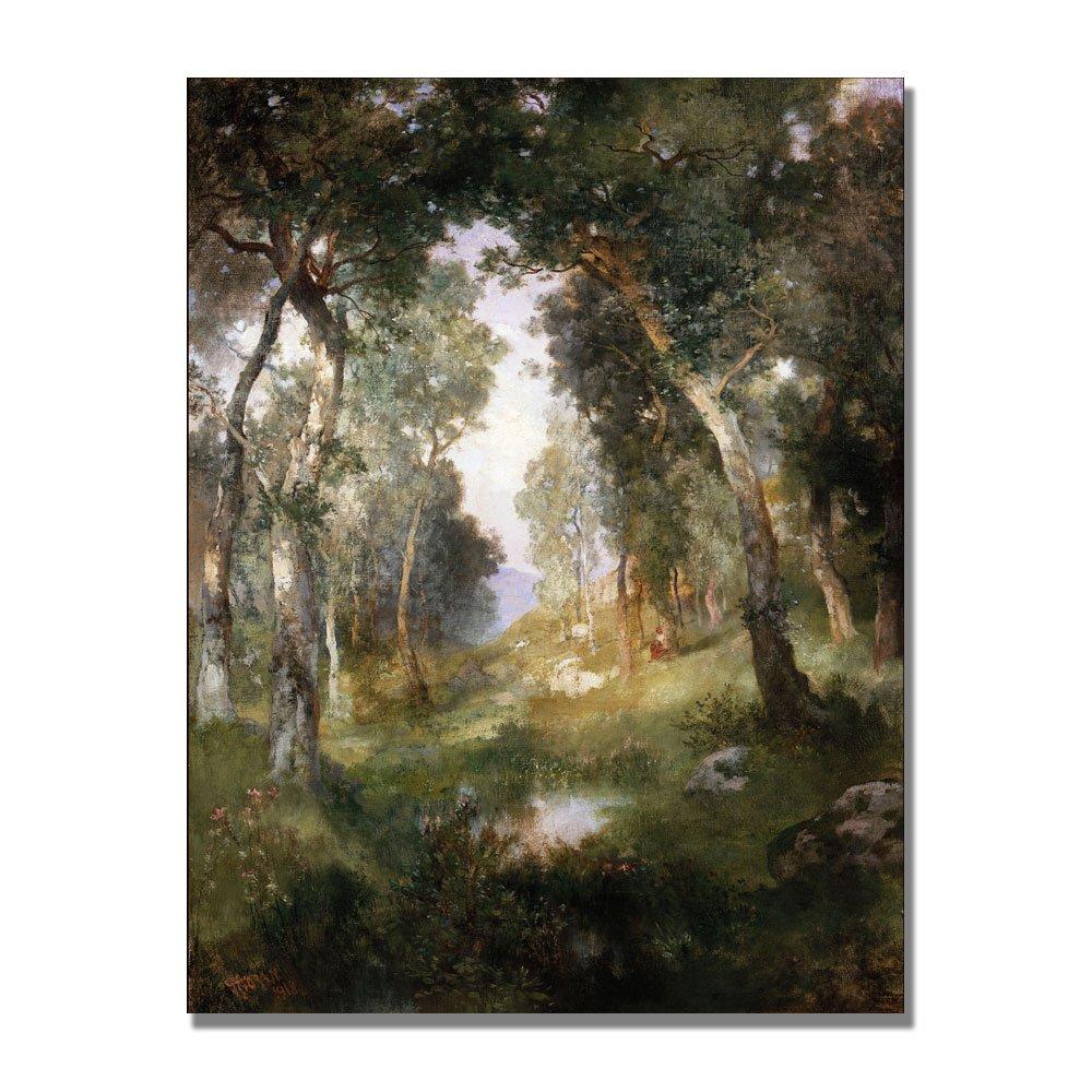 Trademark Fine Art "Forest Glade Santa Barbara" by Thomas Moran Painting Print on Canvas