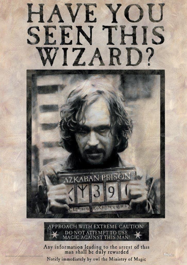 Harry Potter Sirius Black Wanted Poster Wall Art Print