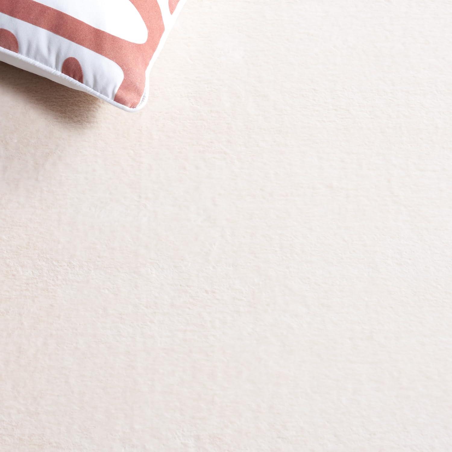 Safavieh  Faux Rabbit Fur Machine Washable Slip Resistant Nanami Rug 5' x 7' - Beige