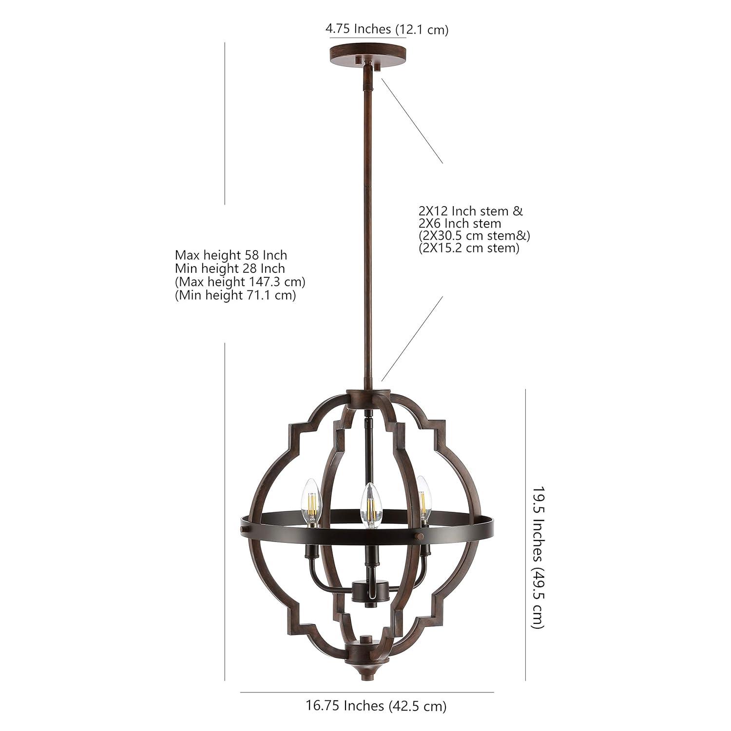 Ogee 16.75" 3-Light Adjustable Iron Rustic Industrial LED Pendant, Oil Rubbed Bronze
