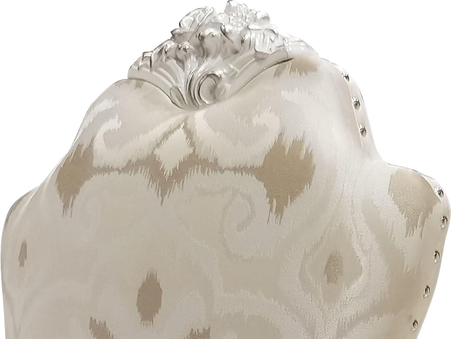 Acme Furniture 25" Dresden Dining Chair Fabric and Bone White Finish: Leather Upholstery, Wood Frame, Armrest, Spot Clean