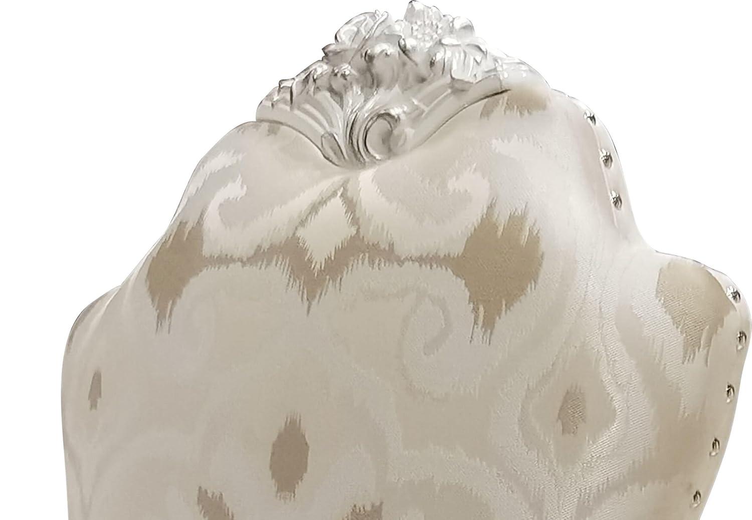 Acme Furniture 25" Dresden Dining Chair Fabric and Bone White Finish: Leather Upholstery, Wood Frame, Armrest, Spot Clean