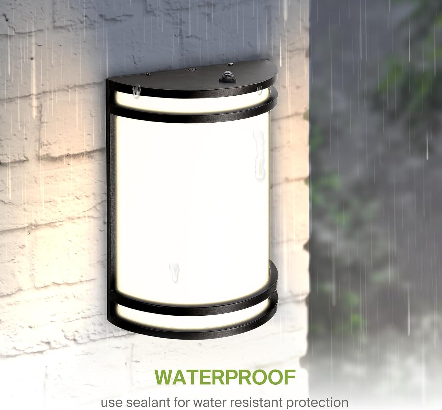 ASD LED Dusk to Dawn Outdoor Wall Mount Light Fixture - Modern Oil Rubbed Bronze Wall Sconce with Photocell - 15W 3000K 4000K 5000K Adjustable - Half Cylinder Exterior Lights - ETL, 2 Pack