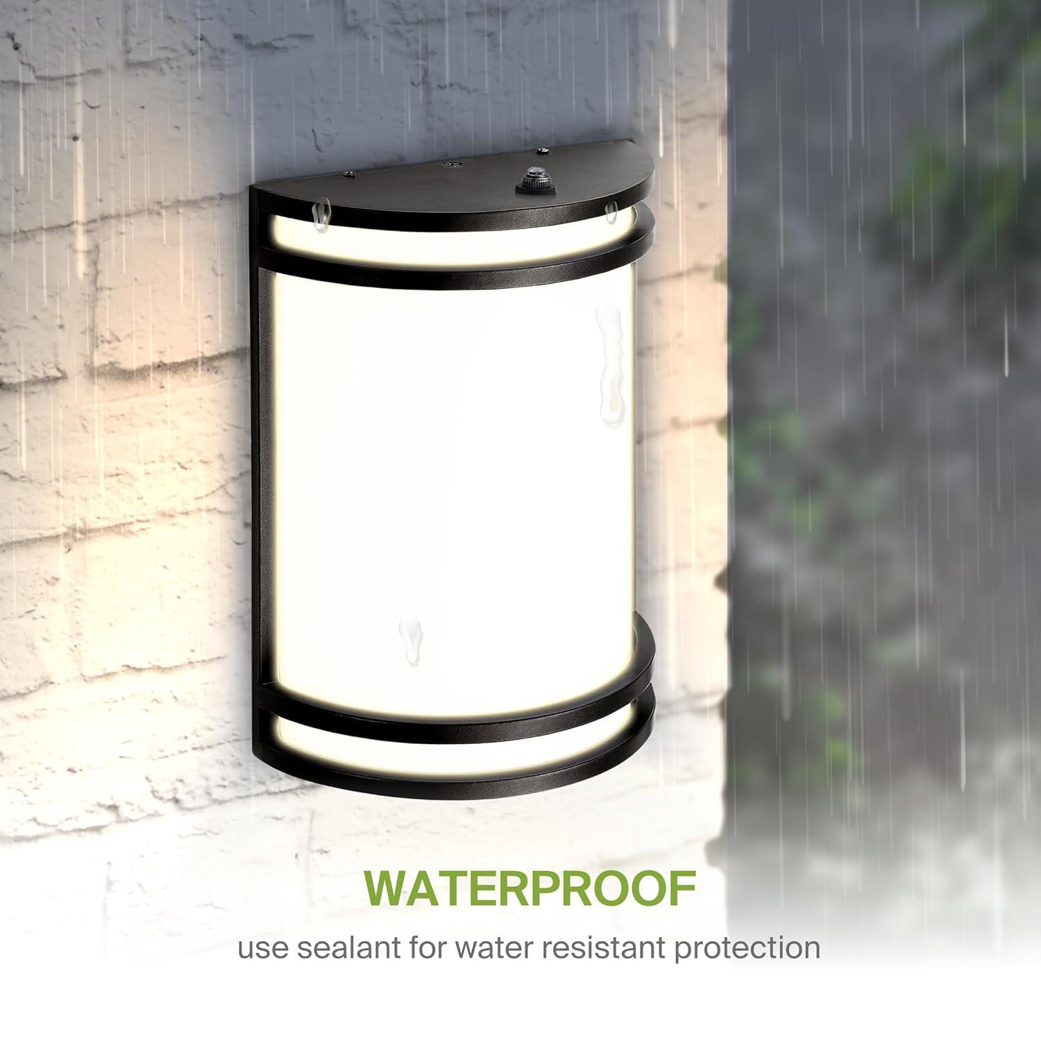 ASD LED Dusk to Dawn Outdoor Wall Mount Light Fixture - Modern Oil Rubbed Bronze Wall Sconce with Photocell - 15W 3000K 4000K 5000K Adjustable - Half Cylinder Exterior Lights - ETL, 2 Pack