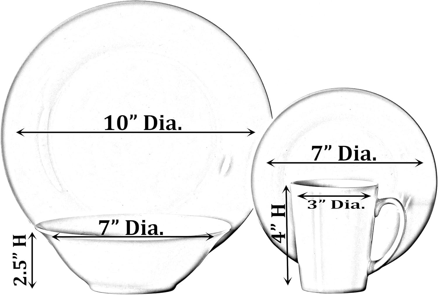 Dinewares Spin Wash Dinnerware Dish Set | Mugs, Salad and Dinner Plates and Bowls Sets, High Quality Dishes with Highly Chip and Crack Resistant, Dishwasher and Microwave Safe