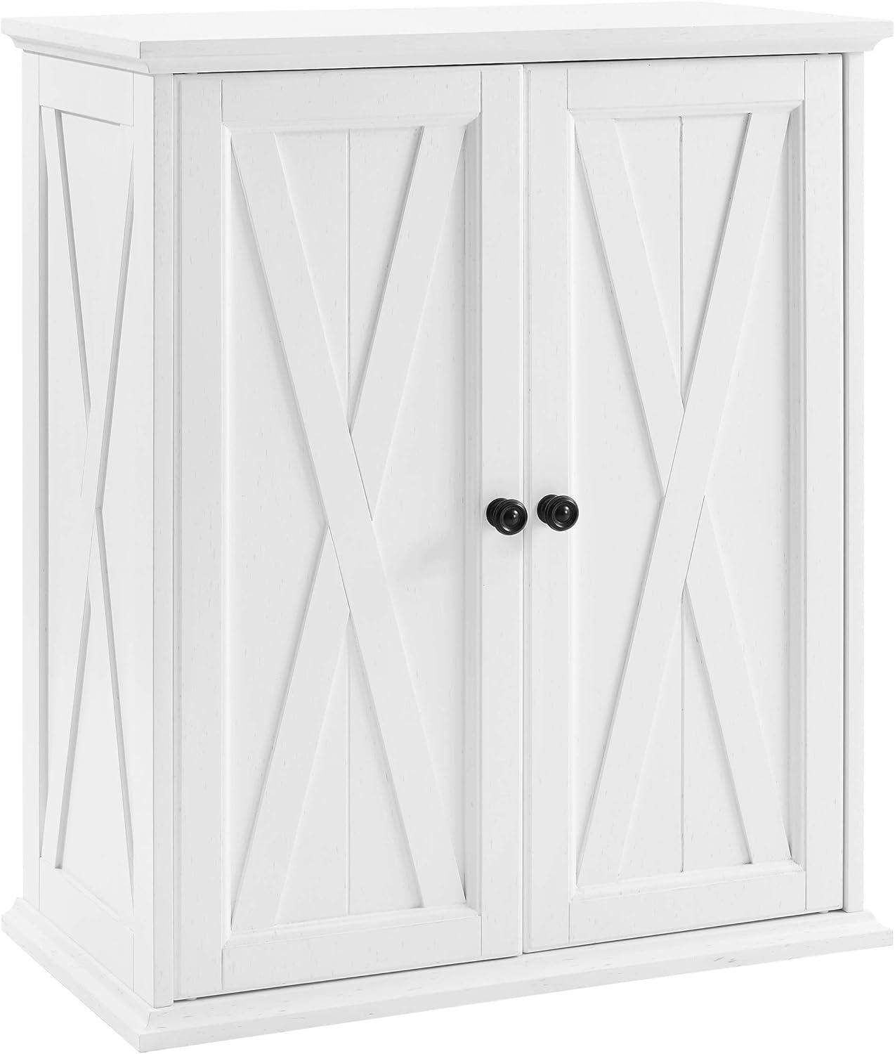 Crosley Clifton Stackable Pantry White: Farmhouse Style, Wood Veneer, Adjustable Shelves, Anti-Tip Hardware