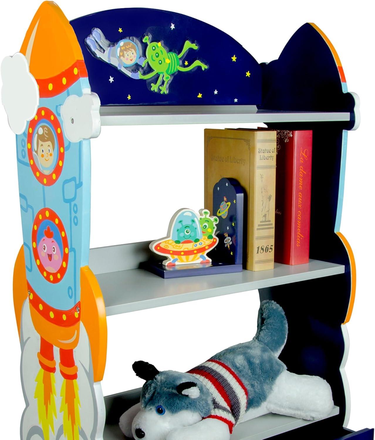 Fantasy Fields Outer Space Kids 3-Tier Bookshelf with Storage Drawer