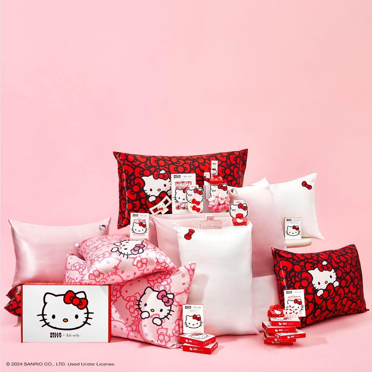 Hello Kitty Ivory Satin Embroidered Queen Pillowcase