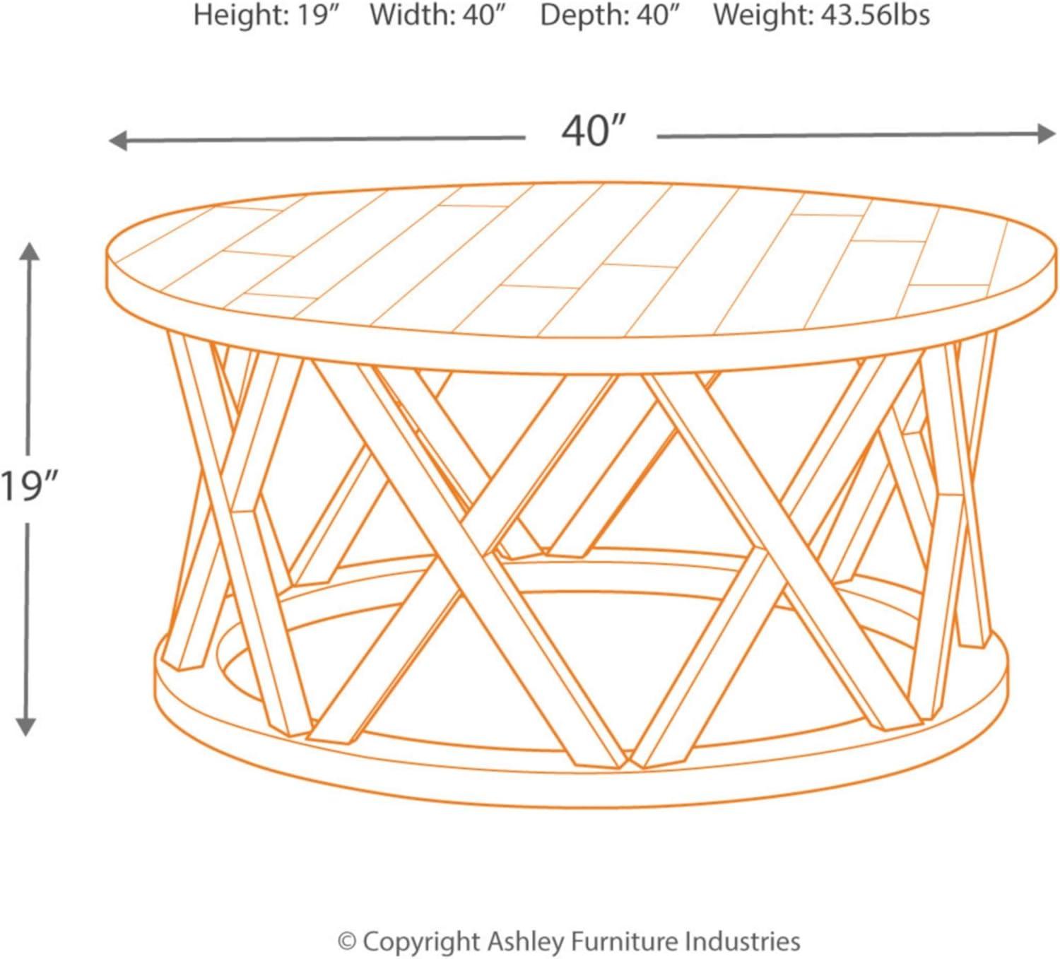 Sharzane Coffee Table Grayish Brown - Signature Design by Ashley: Distressed Rustic Cocktail Table, Wood Legs