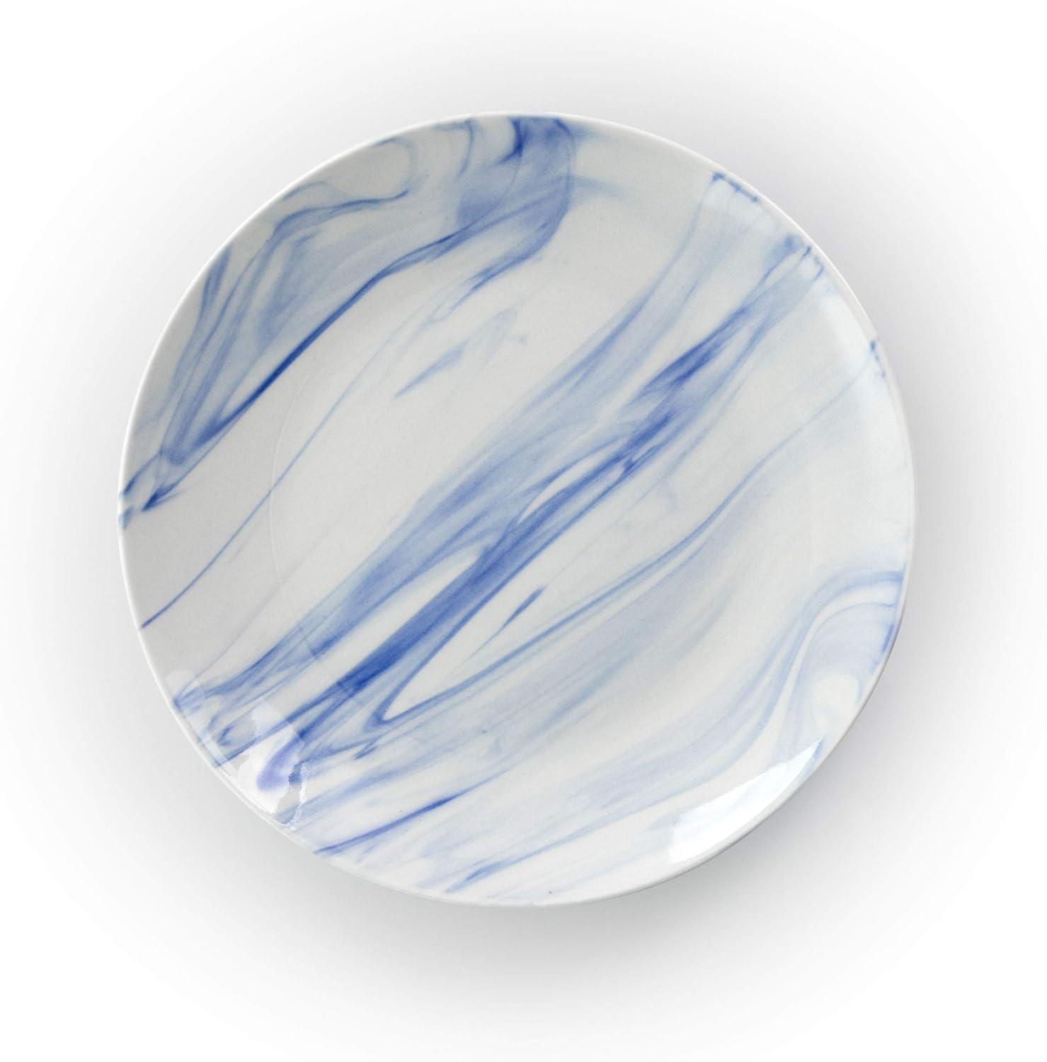 16-Piece Blue and White Marble Ceramic Dinnerware Set