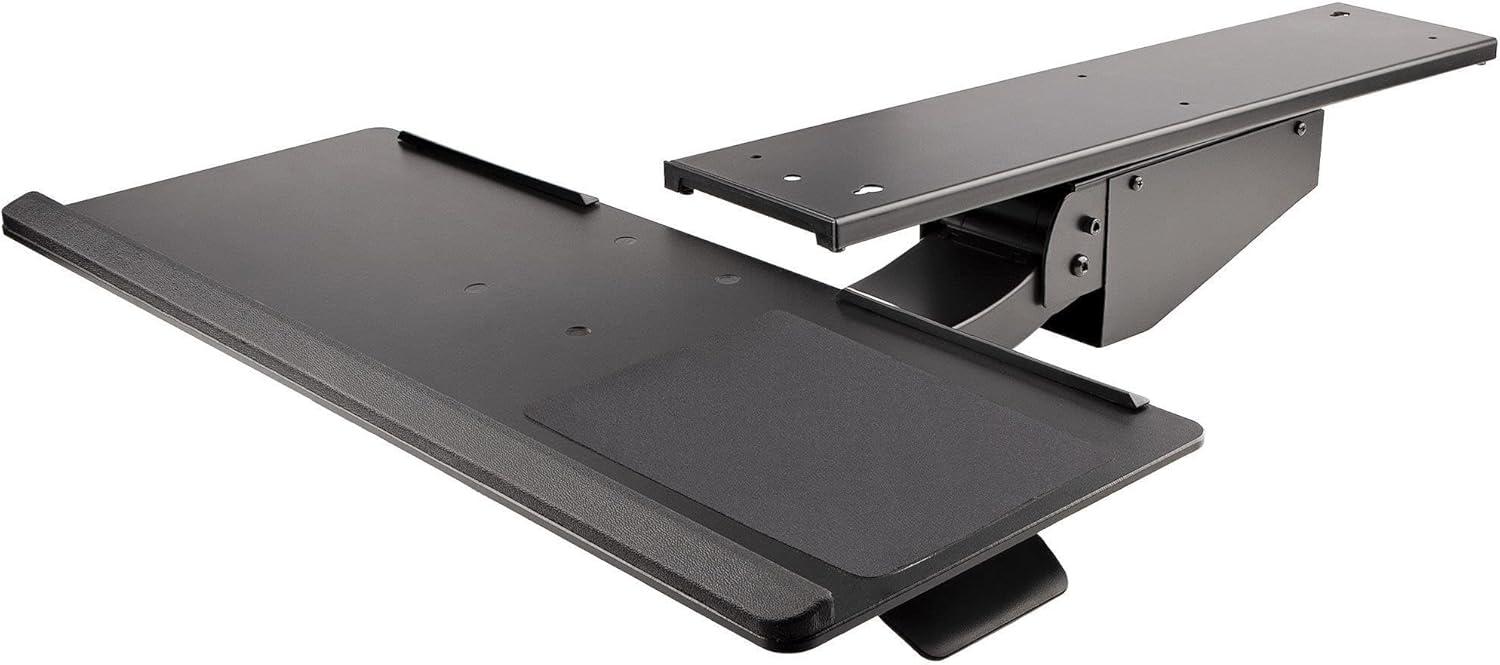 ZAWkirJ Under Desk Keyboard Tray - Full & Height Adjustable Keyboard and Mouse Tray, 10"x26" Platform - Ergonomic Desk Mount Computer Keyboard Tray with Mouse Pad & Wrist Rest (KBTRAYADJ2)