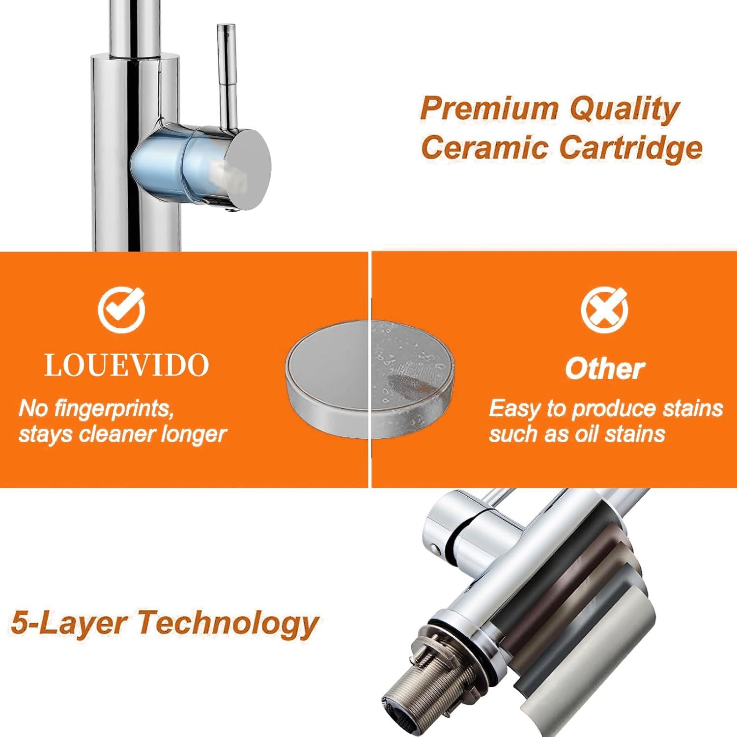 GAGALIFE Single Handle Pull Down Sprayer Kitchen Faucet High Arc Stainless Steel Faucet with 3-Function Sprayer JJL-CL-PT-SDP-C