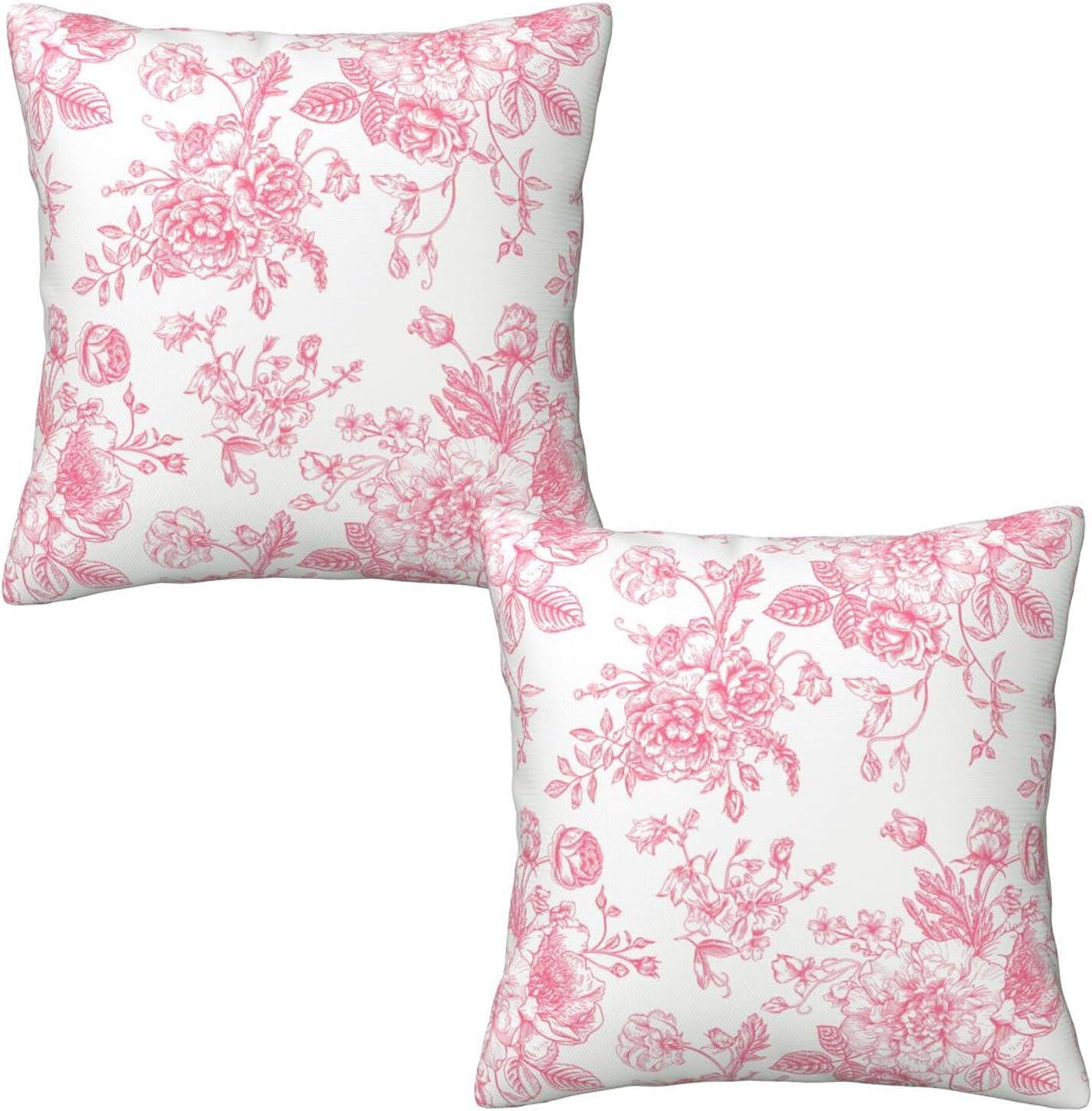 NEUTRALPOSTURE Floral Throw Pillow Covers 18X18 Inches Set Of 2, Decorative Vintage Chinoiserie Flower Pillow Case Farmhouse Cushion Covers For Sofa Bed Couch Living Room