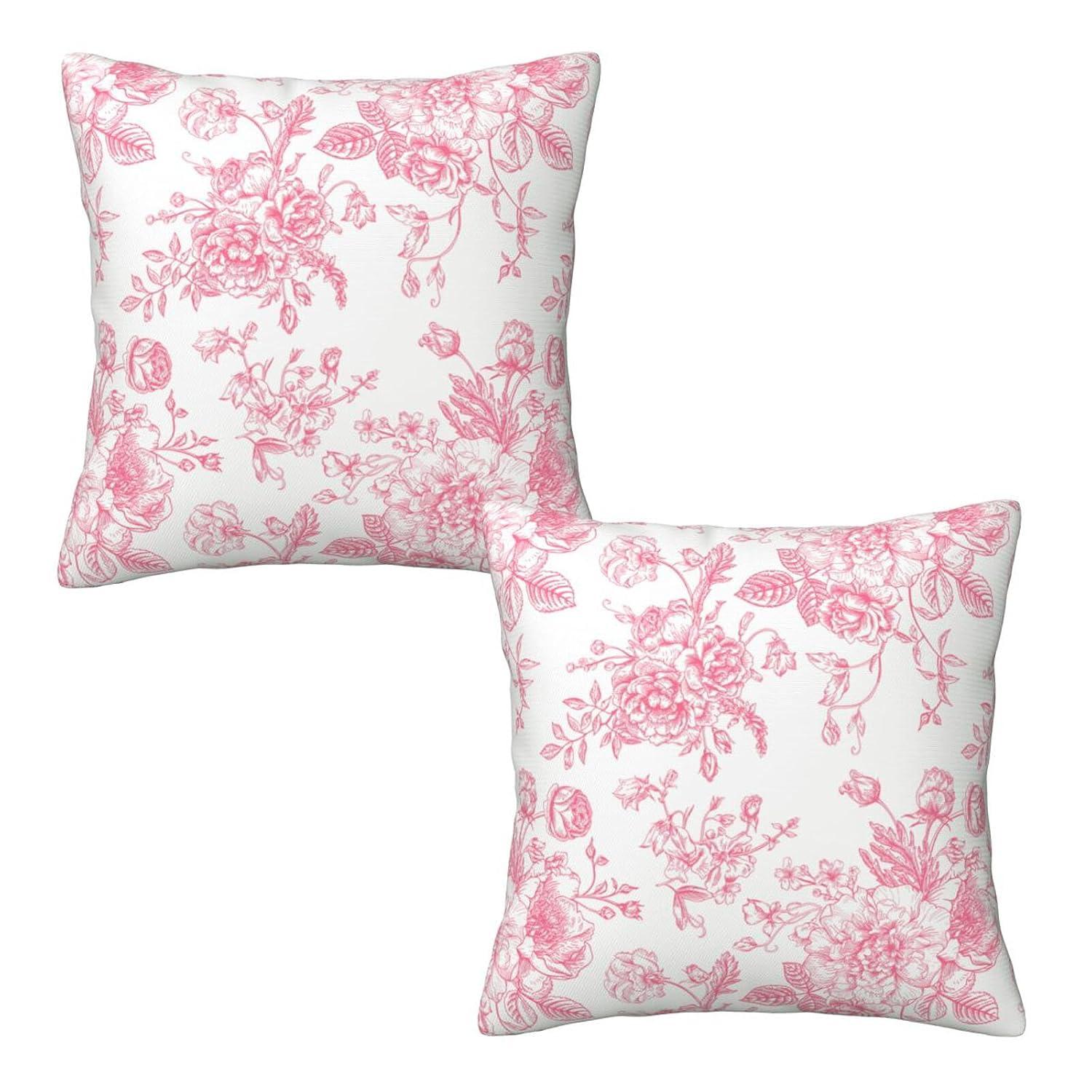 NEUTRALPOSTURE Floral Throw Pillow Covers 18X18 Inches Set Of 2, Decorative Vintage Chinoiserie Flower Pillow Case Farmhouse Cushion Covers For Sofa Bed Couch Living Room
