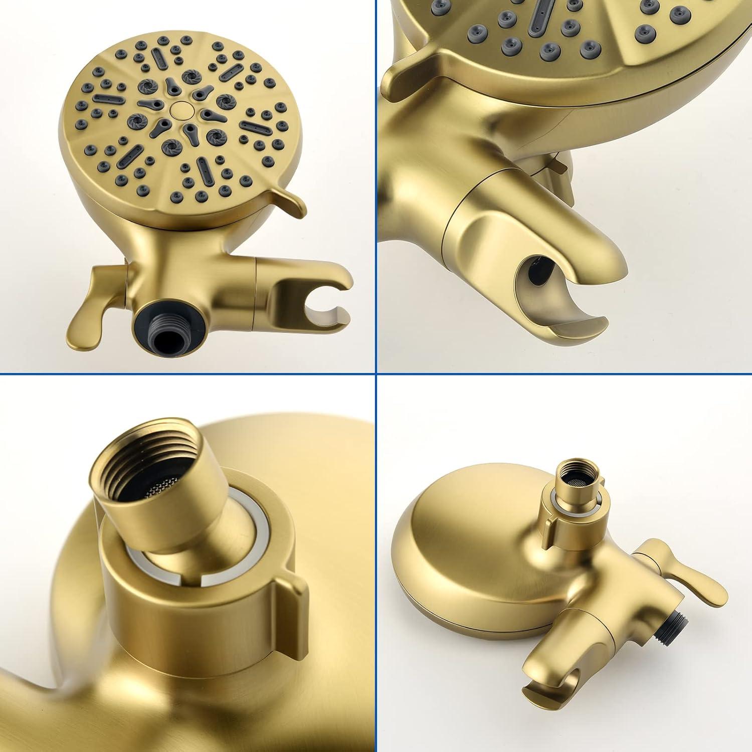 Brushed Gold Dual Shower Head and Handheld Combo Set