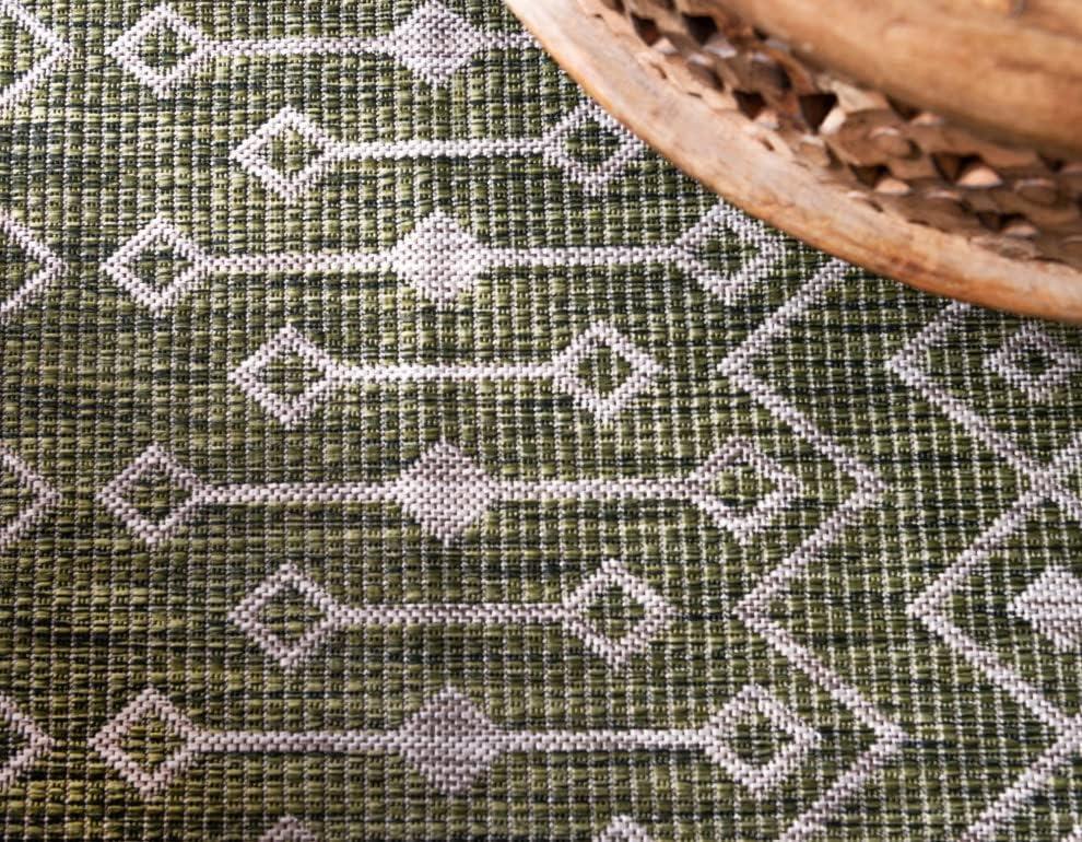 Unique Loom 2' 0 x 8' 0 Runner Indoor/Outdoor Trellis Green Runner Rug