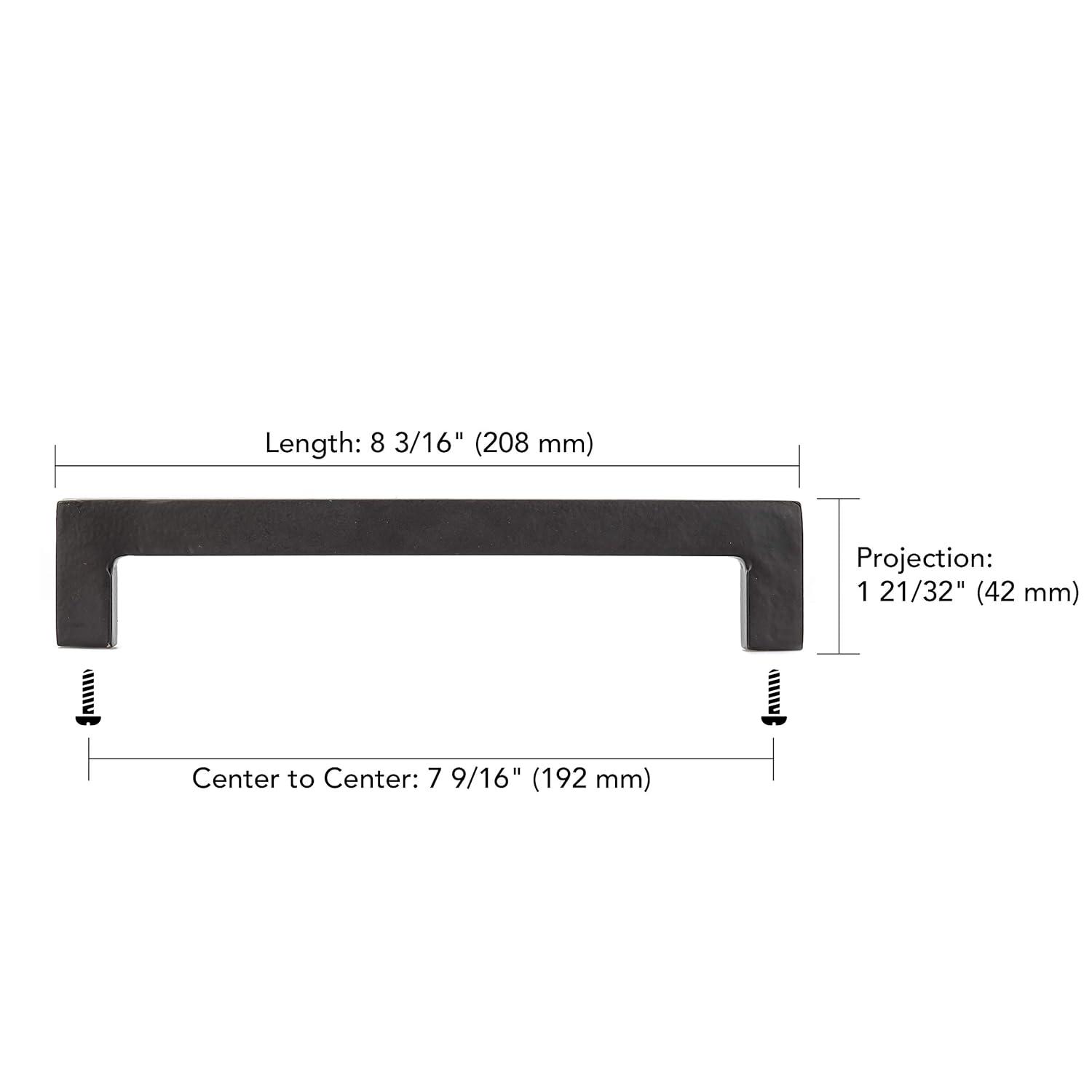 Richelieu Hardware BP9466192900 Sheffield Collection 7 9/16-inch (192 mm) Center-to-Center Matte Black Traditional Rectangular Pull Handle for Barn Doors, Cabinets, Drawers, and Furniture