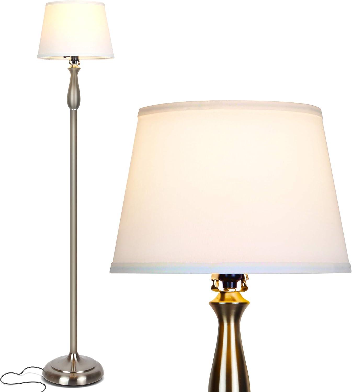 Gabriella 64 in. Mid-Century Modern 1-Light LED Energy Efficient Floor Lamp with Fabric Drum Shade