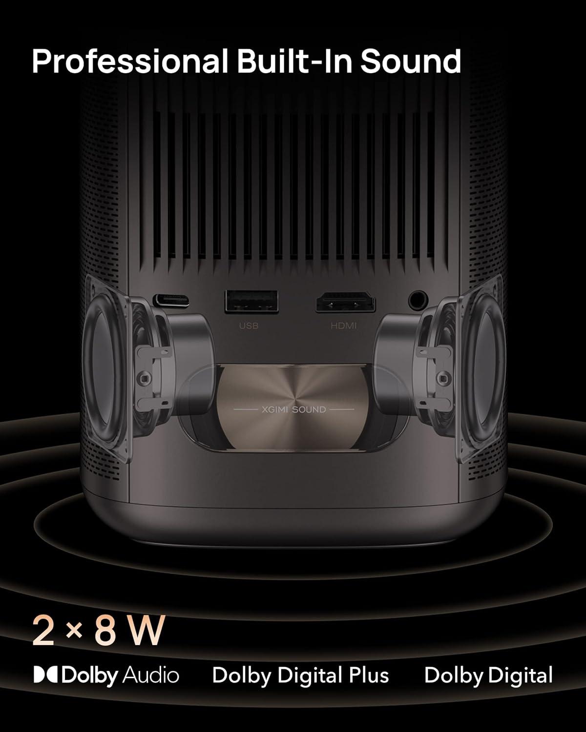 Xgimi Mogo 2 Pro Wi-Fi 5 & Bluetooth 1080p DLP Mini Projector with Bluetooth remote, Black, 400ISO