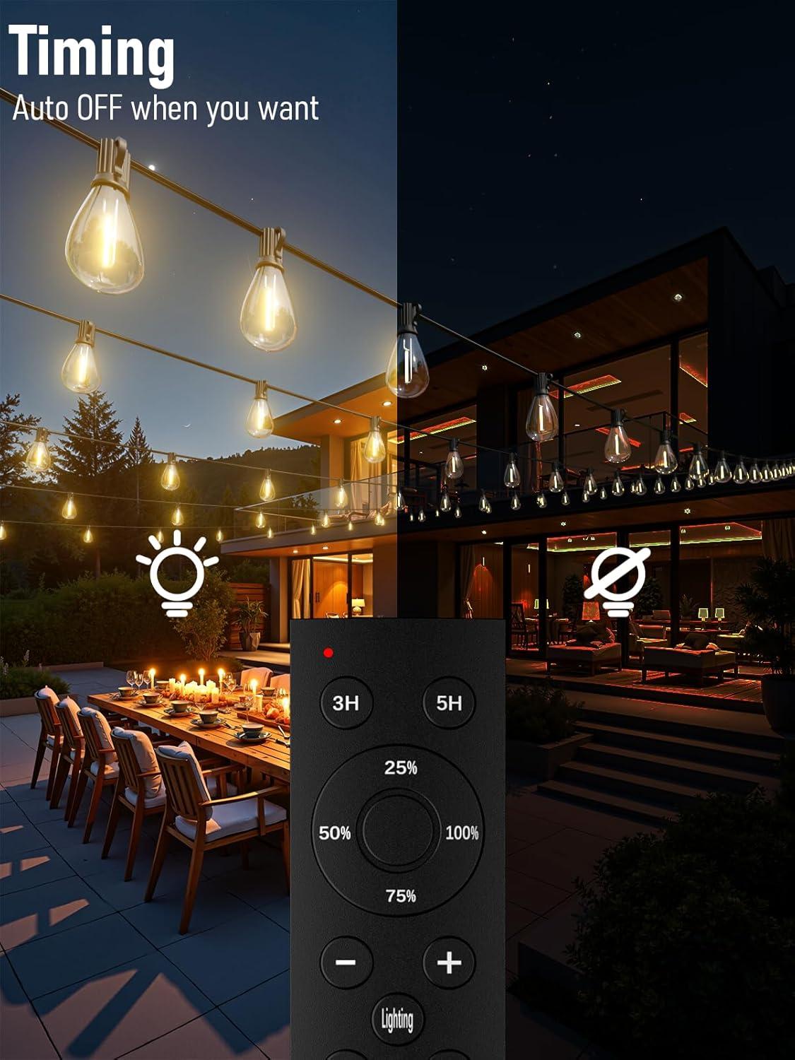 luckystyle 30FT LED Outdoor String Lights with 8+1 Edison Shatterproof Waterproof Bulbs, 2700K Commercial Grade Patio Lights, Heavy Duty Outside Hanging Outdoor Lights for Garden Porch Deck Decor