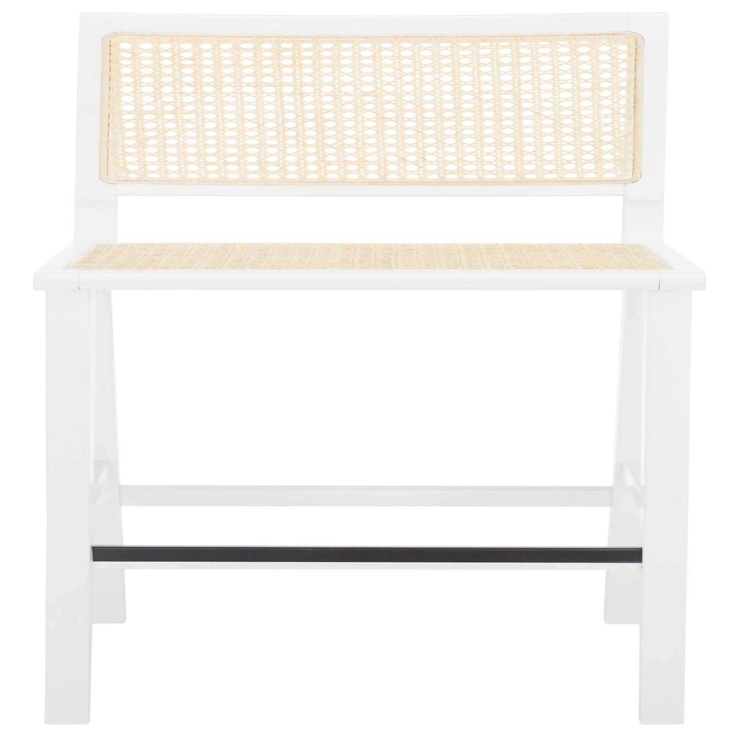 Hattie French Cane Barstool - SFV4140 - White/Natural - Safavieh Couture