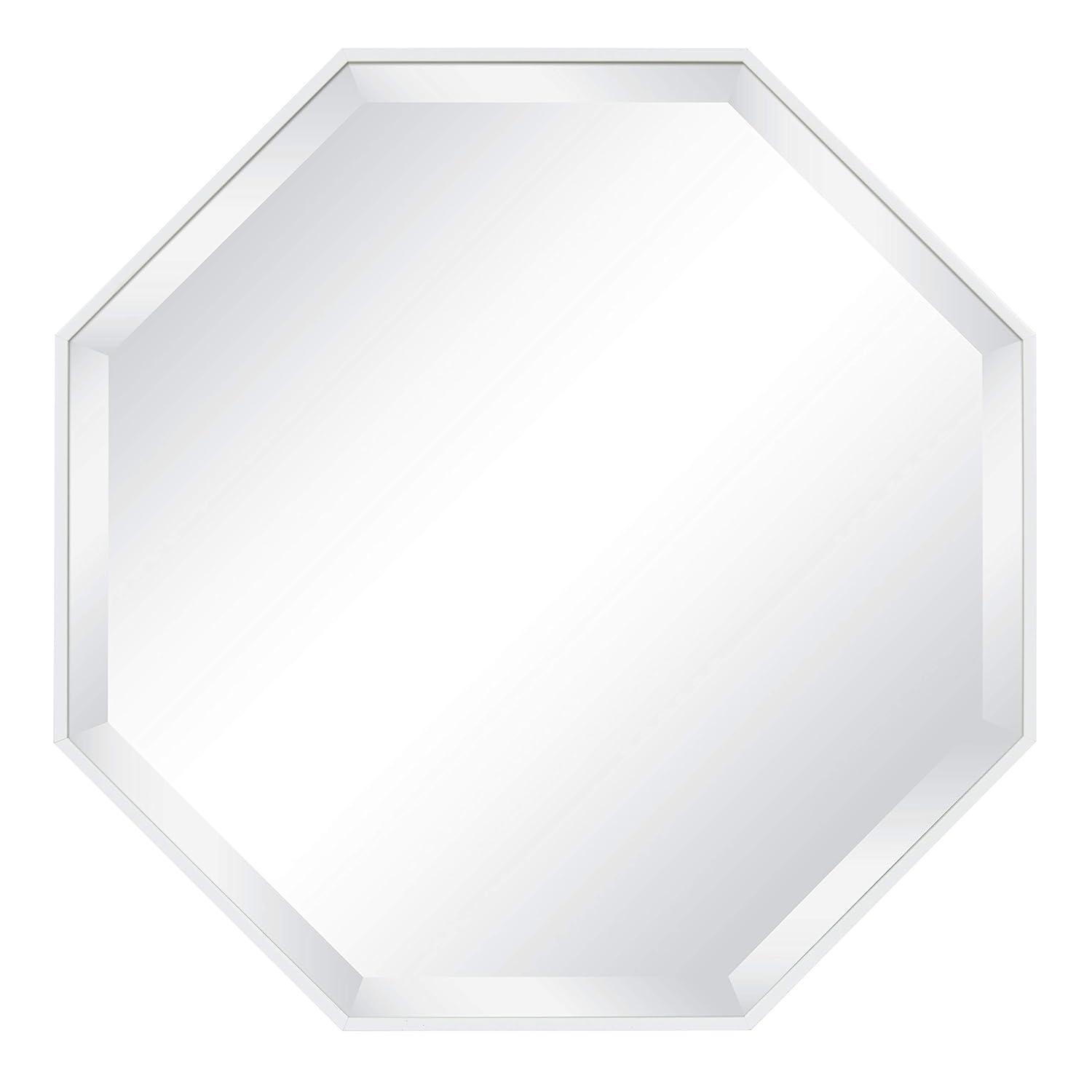 25" x 25" Rhodes Framed Octagon Wall Mirror White - Kate and Laurel: Modern Design, No Assembly, Wall Mount, Plastic Frame