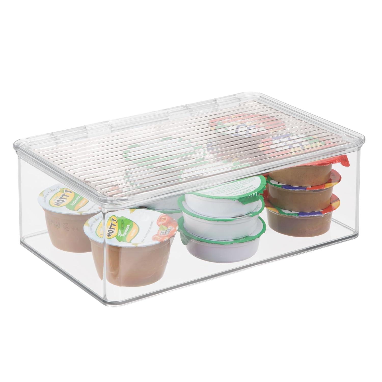 iDesign iDesign Kitchen Binz BPA-Free Plastic Stackable Organizer Box with Lid - 7.2" x 10.7" x 3.7", Clear