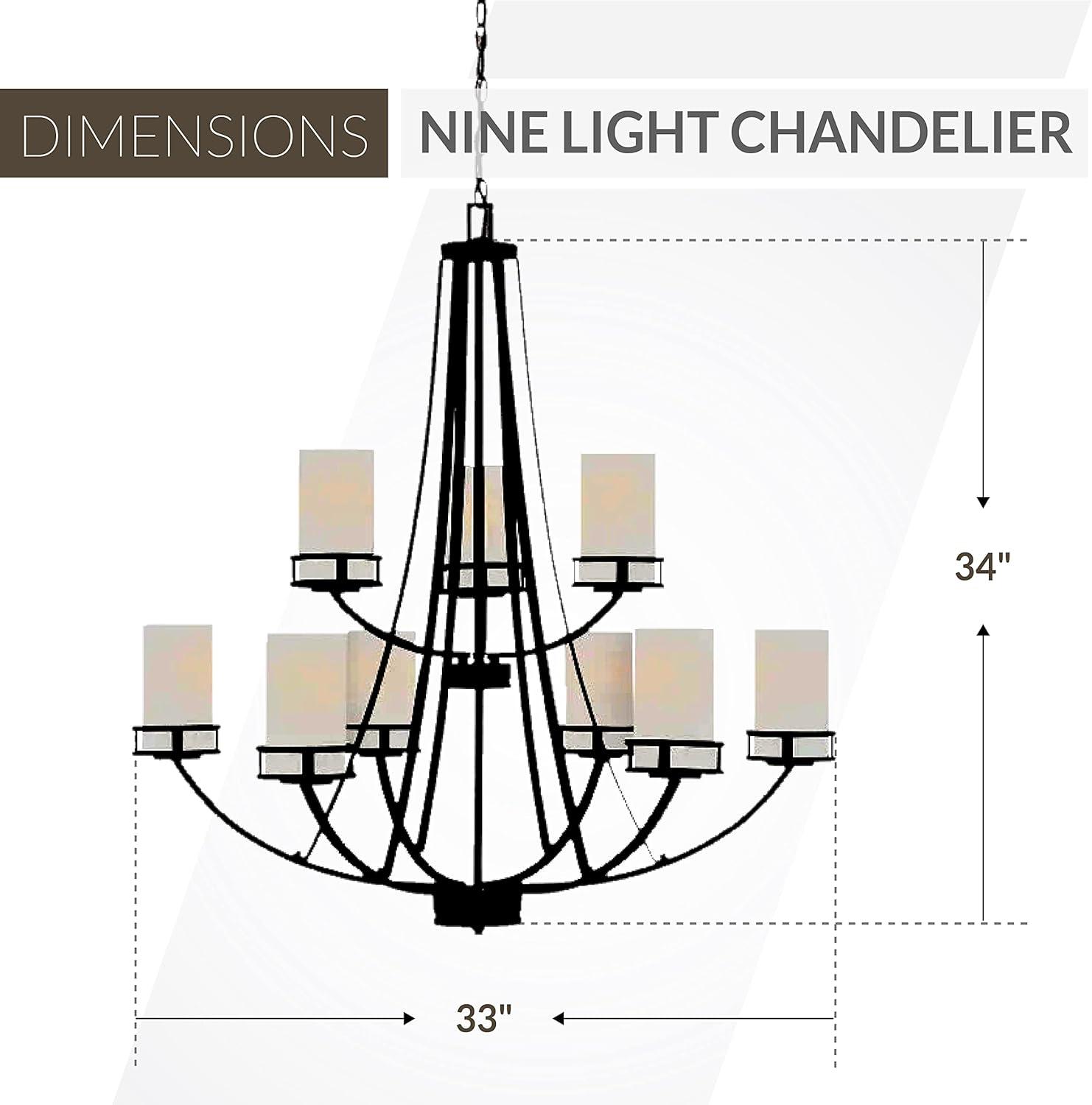 Robie Midnight Black 9-Light Etched Glass Chandelier