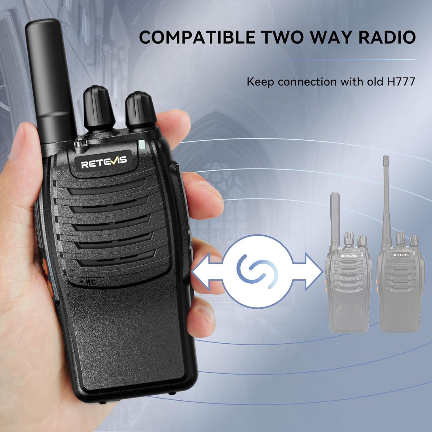 Retevis H-777 2 Way Radios, Walkie Talkies for Adults, Rechargeable Long Range Two Way Radio, Shock Resistant, Short Antenna for Business Education(10 Pack)