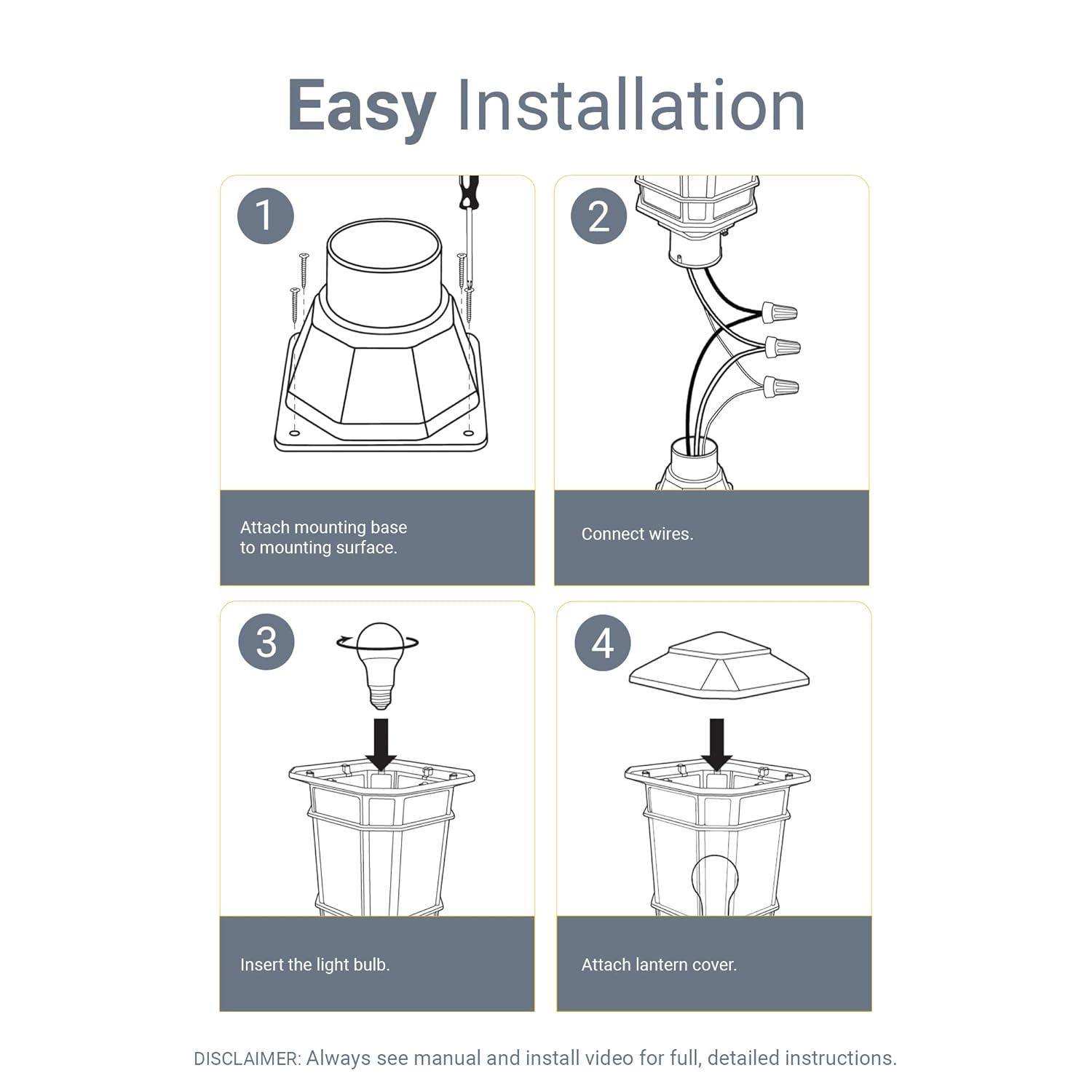 KODA Williams 18.6-in Black Craftsman Outdoor Pier mount with Dusk-to Dawn Sensor Photocell Sensor