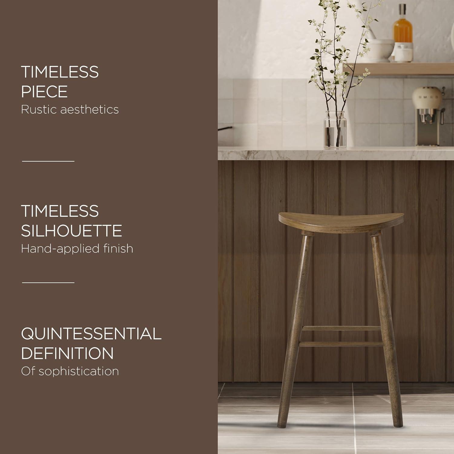 Maven Lane Luna Backless Modern Dining Kitchen Stool with Narrow Saddle Seat, Set of 3