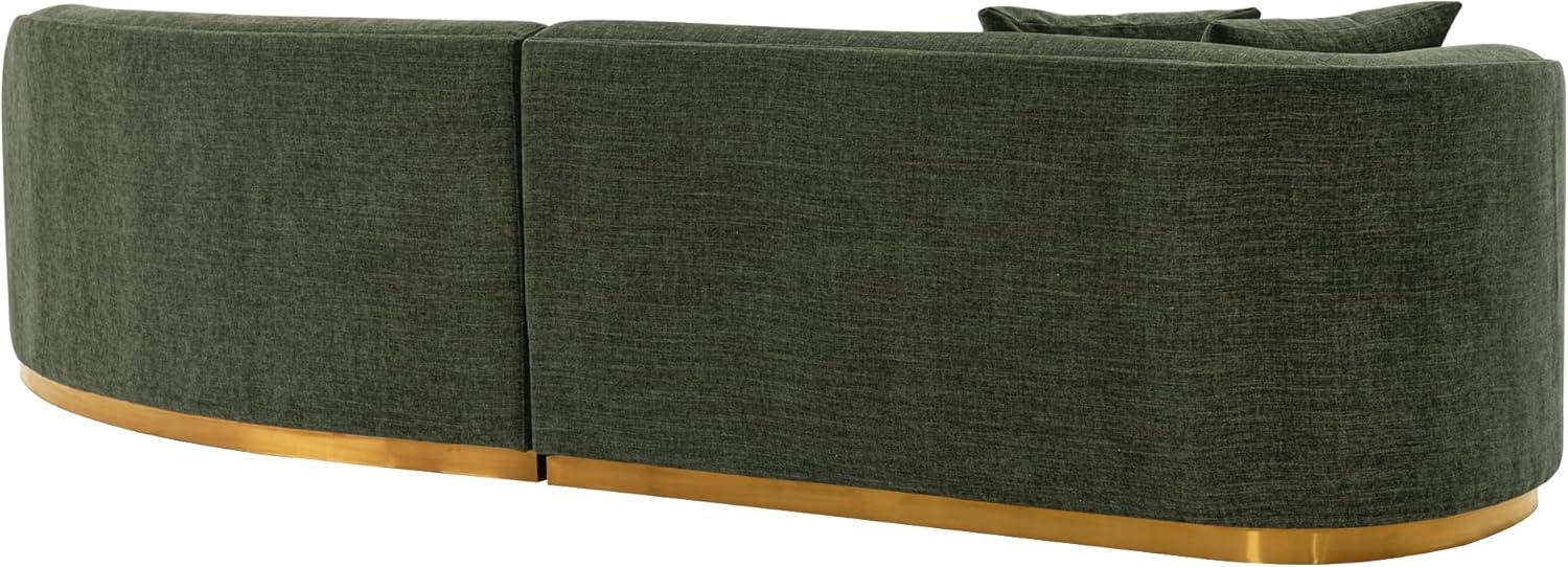 131.89" Daria Linen Upholstered Sofa Sectional with Pillows Olive Green - Manhattan Comfort