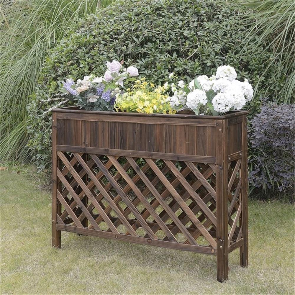 Designs2Go 48" Patio Planter in Weathered Cedar Cinnamon Wood Finish