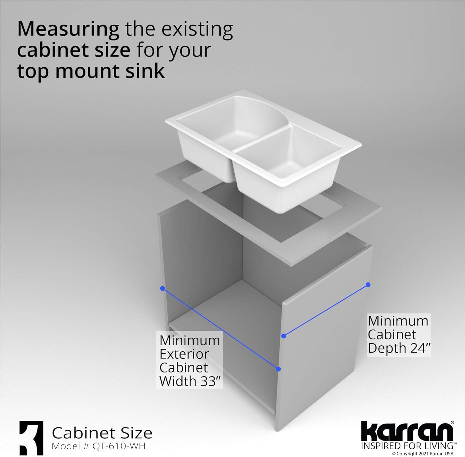 Karran Drop-in Quartz Composite 33'' X 22'' 1-Hole 60/40 Double Bowl Kitchen Sink