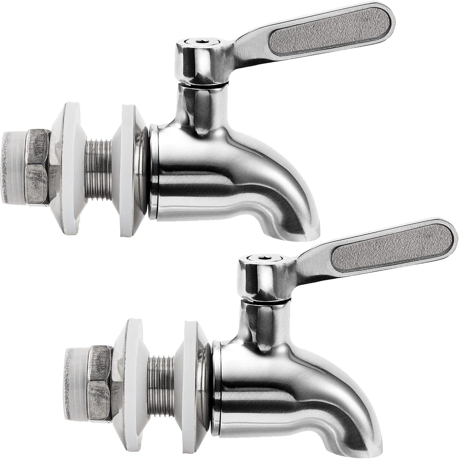 Polished Stainless Steel Beverage Dispenser Replacement Spigot Set