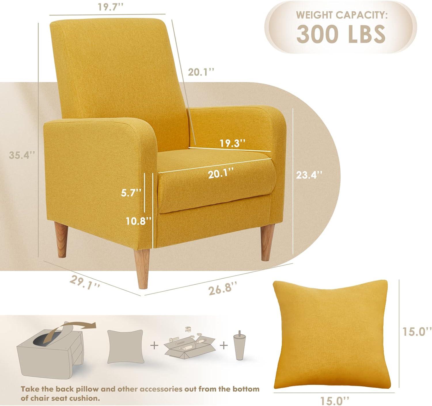 Modern Upholstered Accent Chair  | COLAMY | Yellow