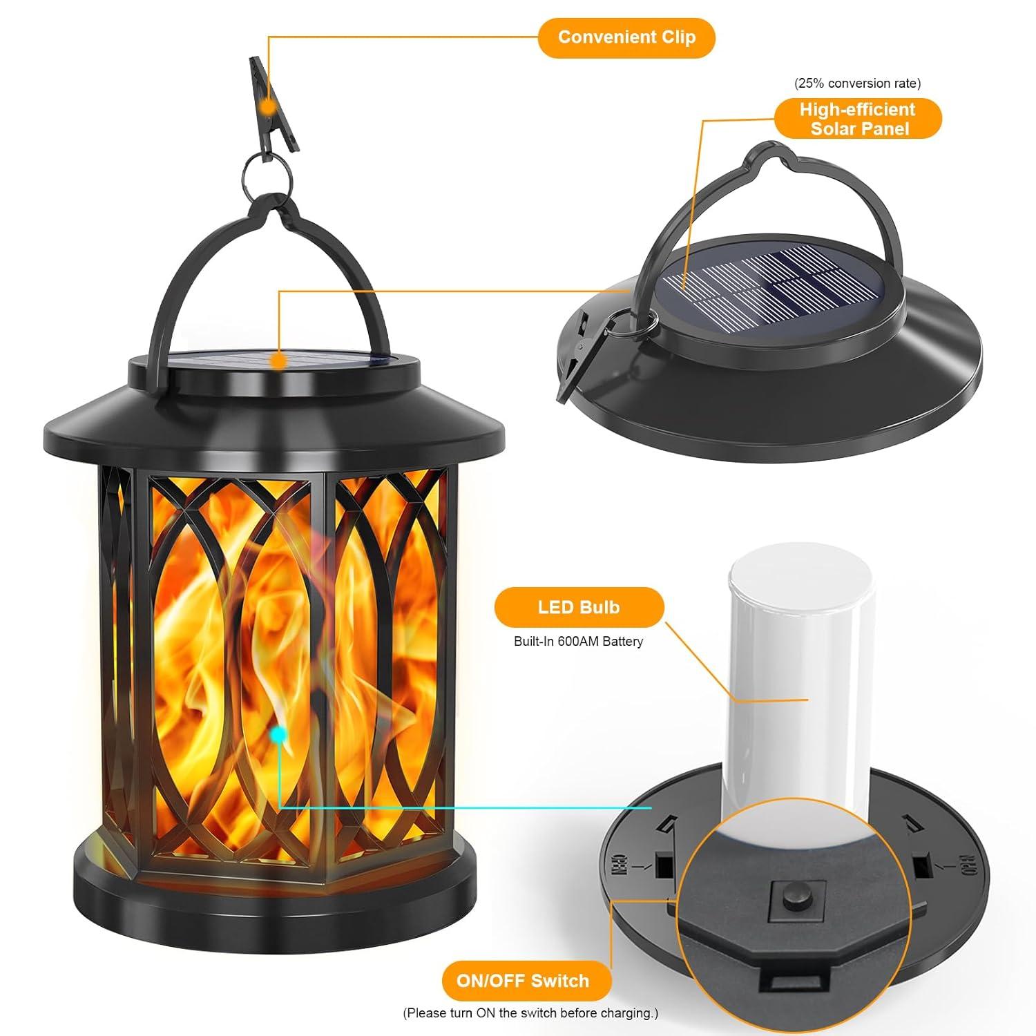 KOOPER Solar Lantern Outdoor Lights, Upgraded Flickering Candle Solar Lanterns Lights Outdoor Waterproof, Hanging Outdoor Solar Lanterns Lights, Solar Powered Lanterns For Yard Garden Decor (Set of 2)